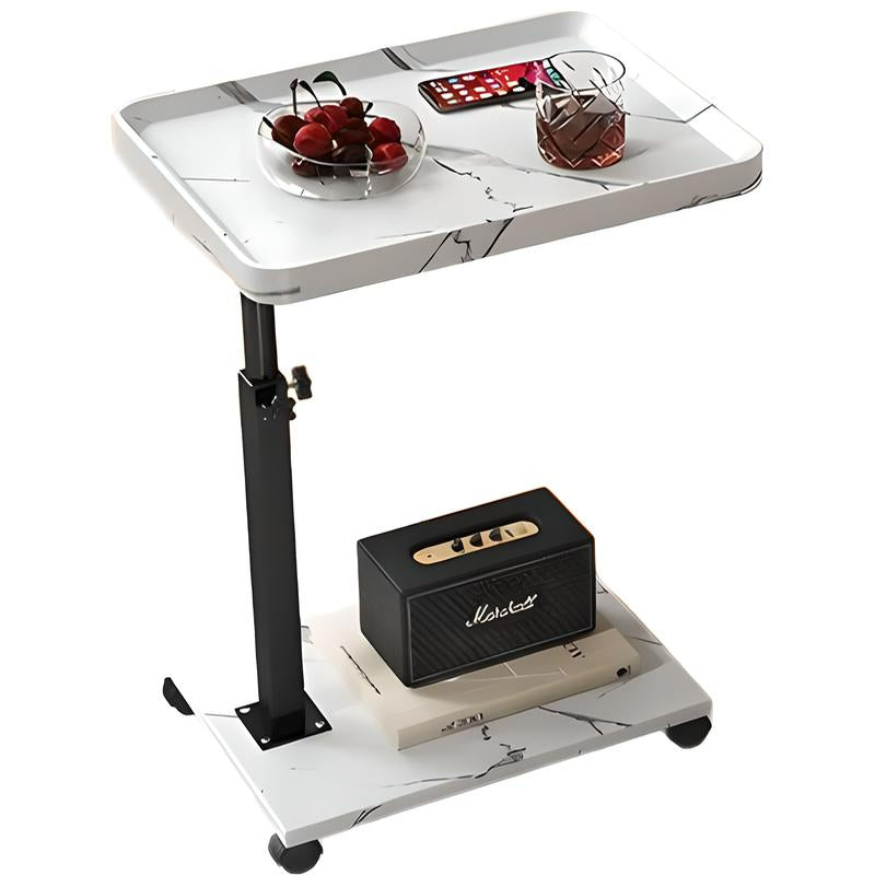 Carro rodante ajustable, mesita de noche, escritorio para ordenador portátil, cama médica para el hogar, bandeja de comida 360 °   Mesa giratoria para sofá y oficina en casa