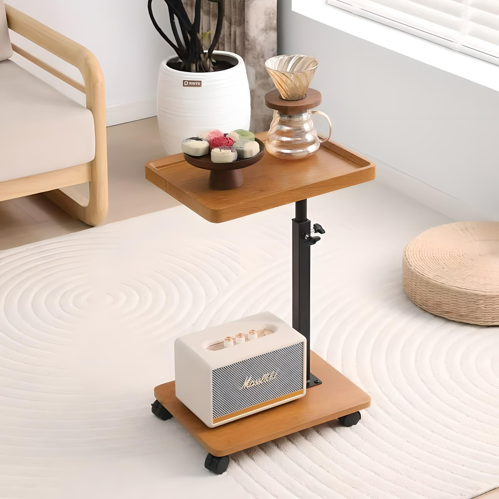 Carro rodante ajustable, mesita de noche, escritorio para ordenador portátil, cama médica para el hogar, bandeja de comida 360 °   Mesa giratoria para sofá y oficina en casa