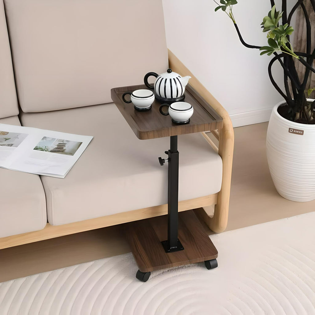 Carro rodante ajustable, mesita de noche, escritorio para ordenador portátil, cama médica para el hogar, bandeja de comida 360 °   Mesa giratoria para sofá y oficina en casa