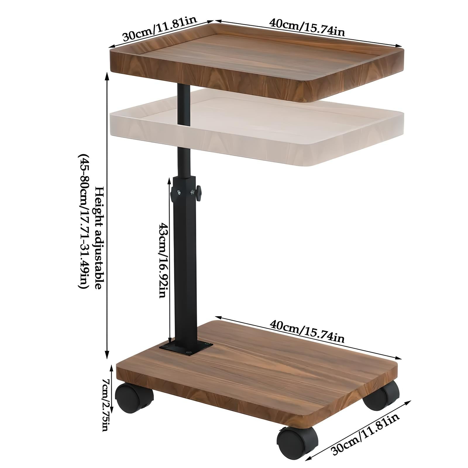 Carro rodante ajustable, mesita de noche, escritorio para ordenador portátil, cama médica para el hogar, bandeja de comida 360 °   Mesa giratoria para sofá y oficina en casa