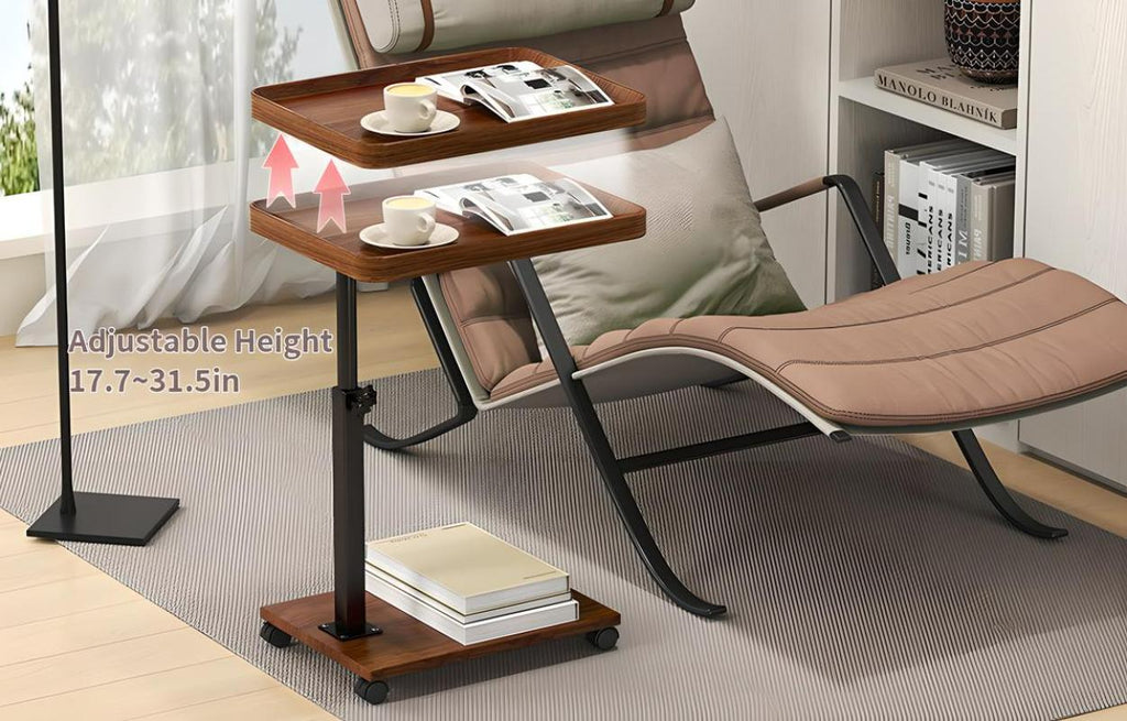 Carro rodante ajustable, mesita de noche, escritorio para ordenador portátil, cama médica para el hogar, bandeja de comida 360 °   Mesa giratoria para sofá y oficina en casa