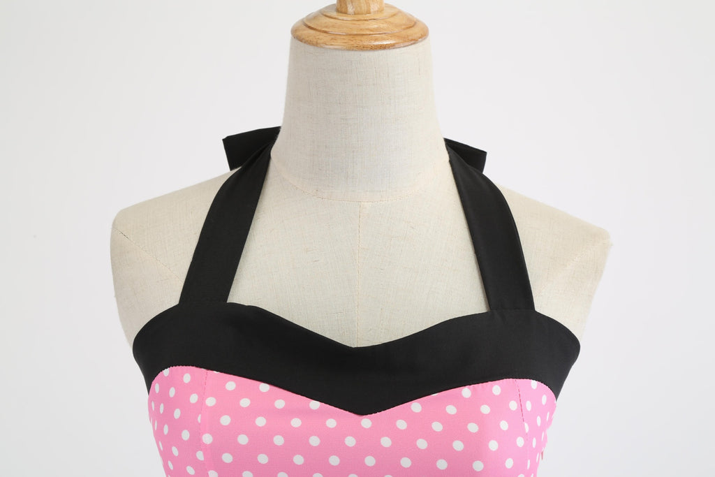 Elegante Vestido de Mujer con Estampado de Puntos, Estilo Hepburn de los Años 50 y 60, Vestido Vintage Sexy con Cuello Halter, Estilo Rockabilly Retro para Fiesta u Oficina, Vestido Pinup 2026
