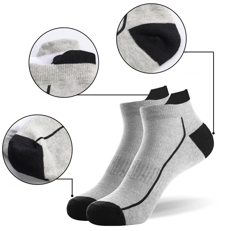 5 pares de calcetines de algodón orgánico para hombre, calcetines tobilleros de malla fina de punto, calcetines cortos transpirables de secado rápido para fitness de verano para ciclismo de talla grande