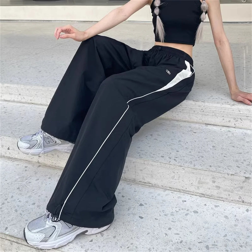 Pantalones Cargo Holgados para Mujer, Estilo Harajuku, Streetwear, Hip Hop, Pierna Ancha, Pantalones de Chándal Tipo Paracaídas, Techwear, Joggers, Oversized, Y2K