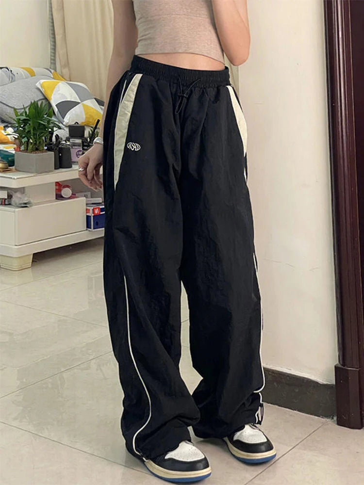 Pantalones Cargo Holgados para Mujer, Estilo Harajuku, Streetwear, Hip Hop, Pierna Ancha, Pantalones de Chándal Tipo Paracaídas, Techwear, Joggers, Oversized, Y2K