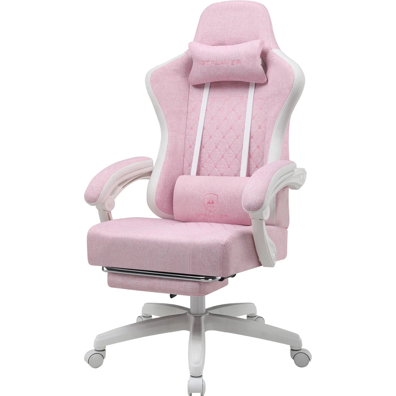 GTPLAYER-Silla de juegos de tela con reposapiés, silla de escritorio de computadora con cojín de resorte de bolsillo, silla ergonómica de oficina en casa