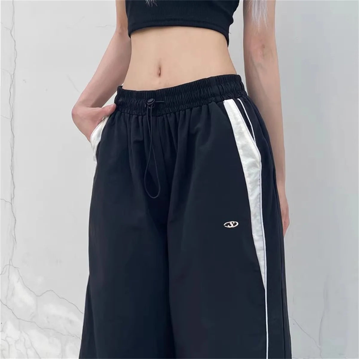 Pantalones Cargo Holgados para Mujer, Estilo Harajuku, Streetwear, Hip Hop, Pierna Ancha, Pantalones de Chándal Tipo Paracaídas, Techwear, Joggers, Oversized, Y2K