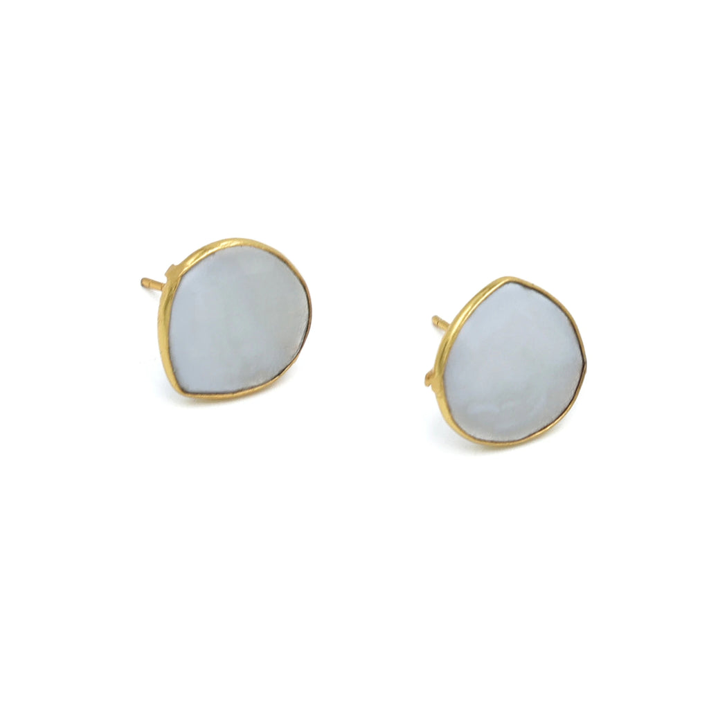 Dua Handmade Lace Agate Heart Drop Earrings — 18K Gold Plated Brass Women's Jewelry
