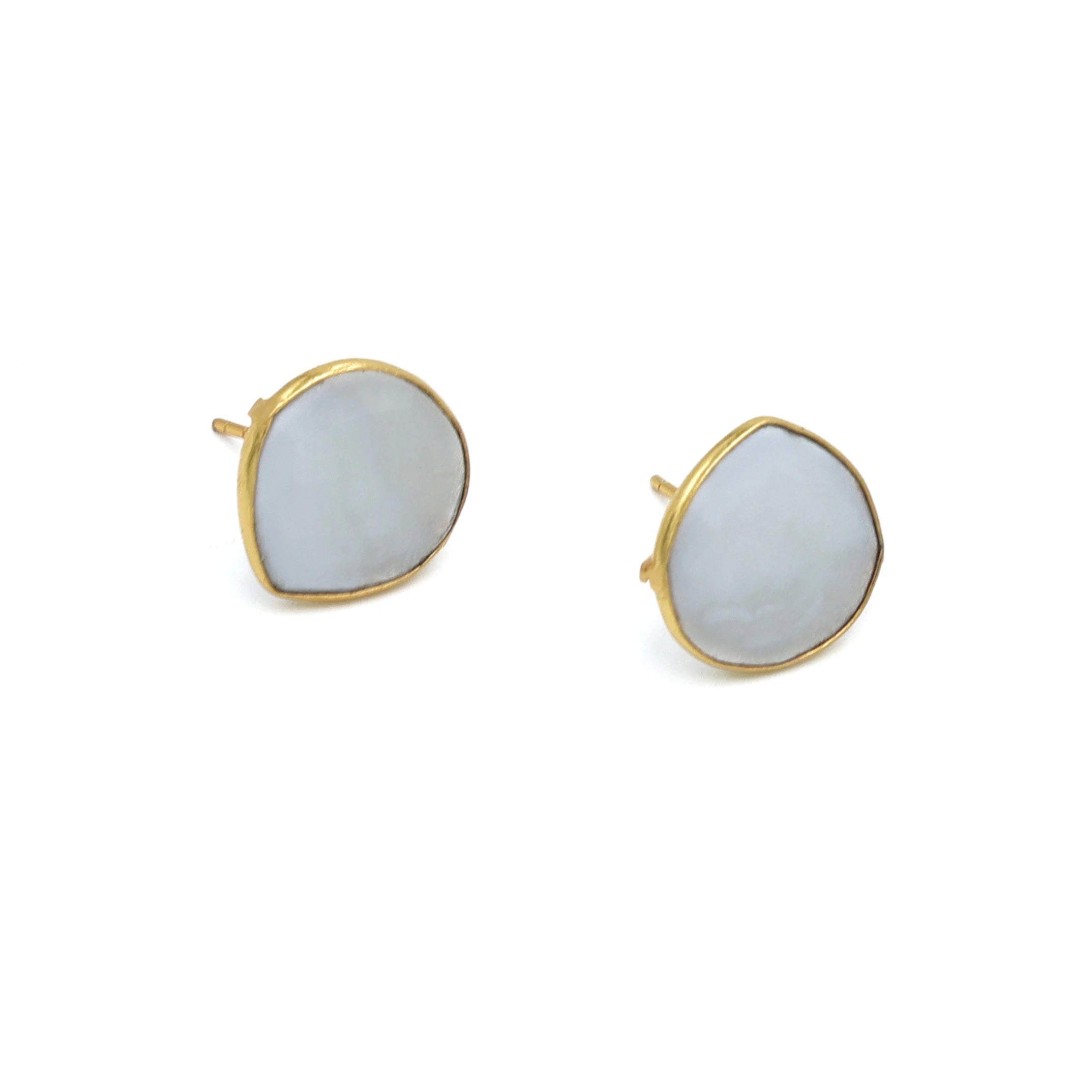 Dua Handmade Lace Agate Heart Drop Earrings — 18K Gold Plated Brass Women's Jewelry