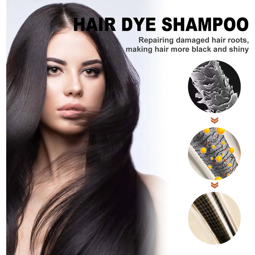 Champú para el cabello negro Eelhoe de 500ml, reparación de cabello seco y dañado, limpieza, nutre Polygonum Multiflorum Thunb, tinte para el cabello rápido a base de hierbas naturales