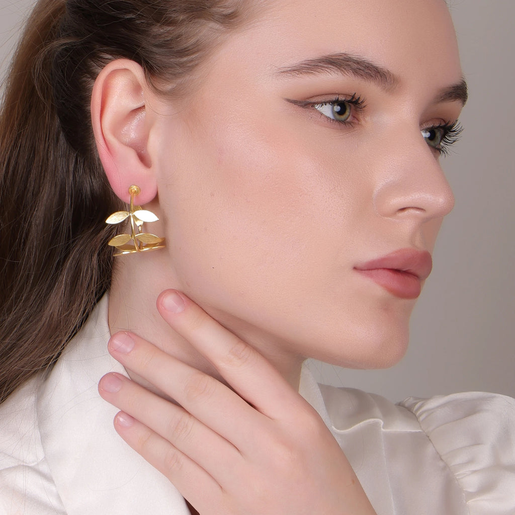 Handcrafted 18K Gold Plated Copper Alloy Brass Drop Earrings Women | Trendy Classic Wedding | DUA Brand | Jaipur Exporter