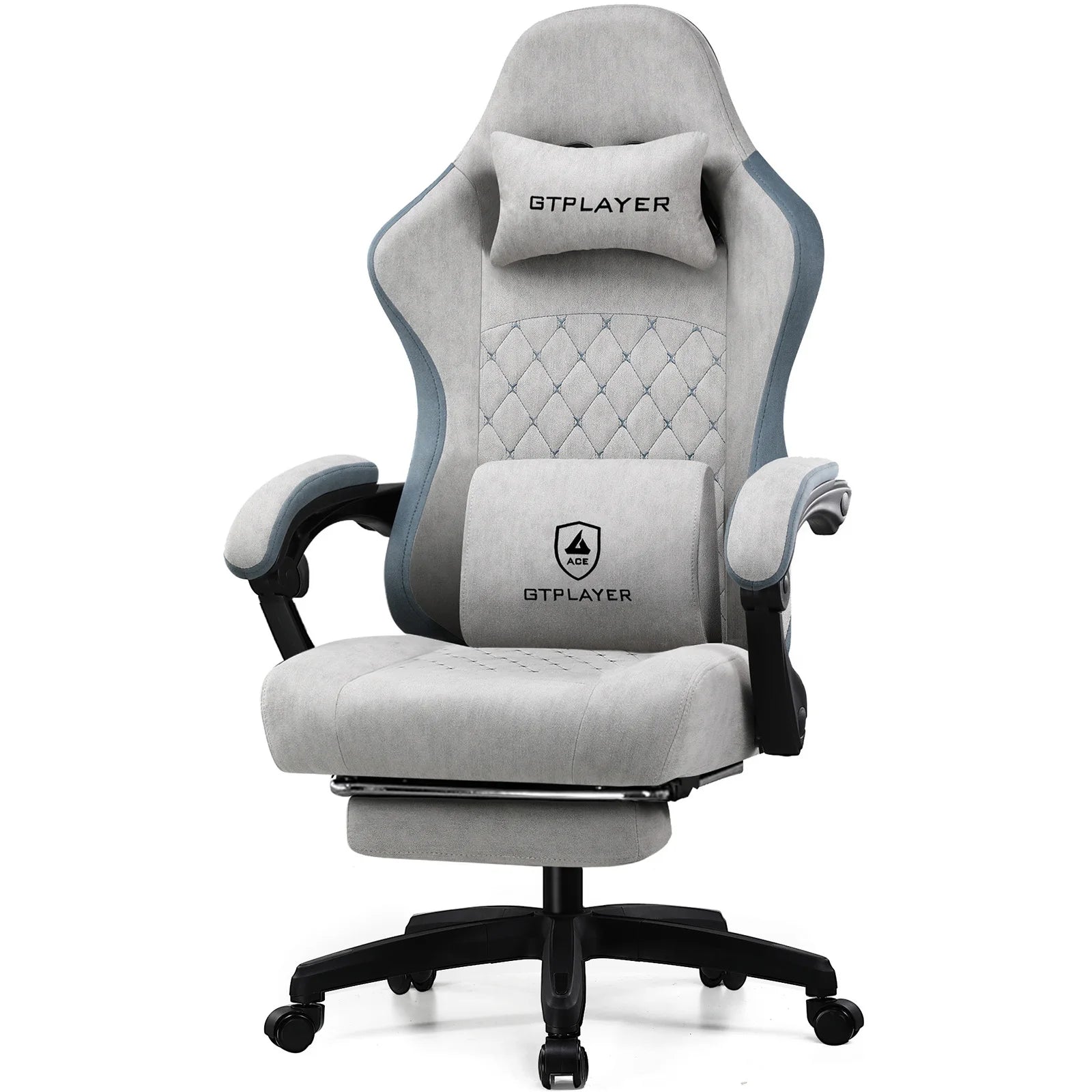 GTPLAYER Silla para juegos con cojín de resorte de bolsillo, reposabrazos y reposapiés de conexión, silla de oficina ergonómica con soporte lumbar