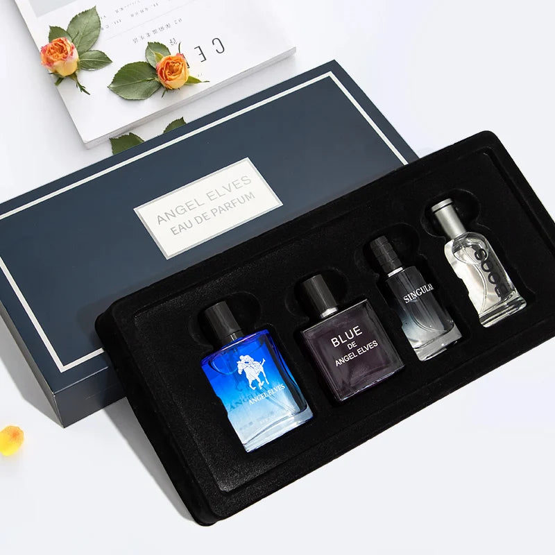 Set de Regalo de 4 Piezas de Colonia de Lujo para Hombre - 4 Botellas de 30ml de Perfume con Feromonas con Aroma a Vainilla y Colonia Premium para Hombre - Larga Duración