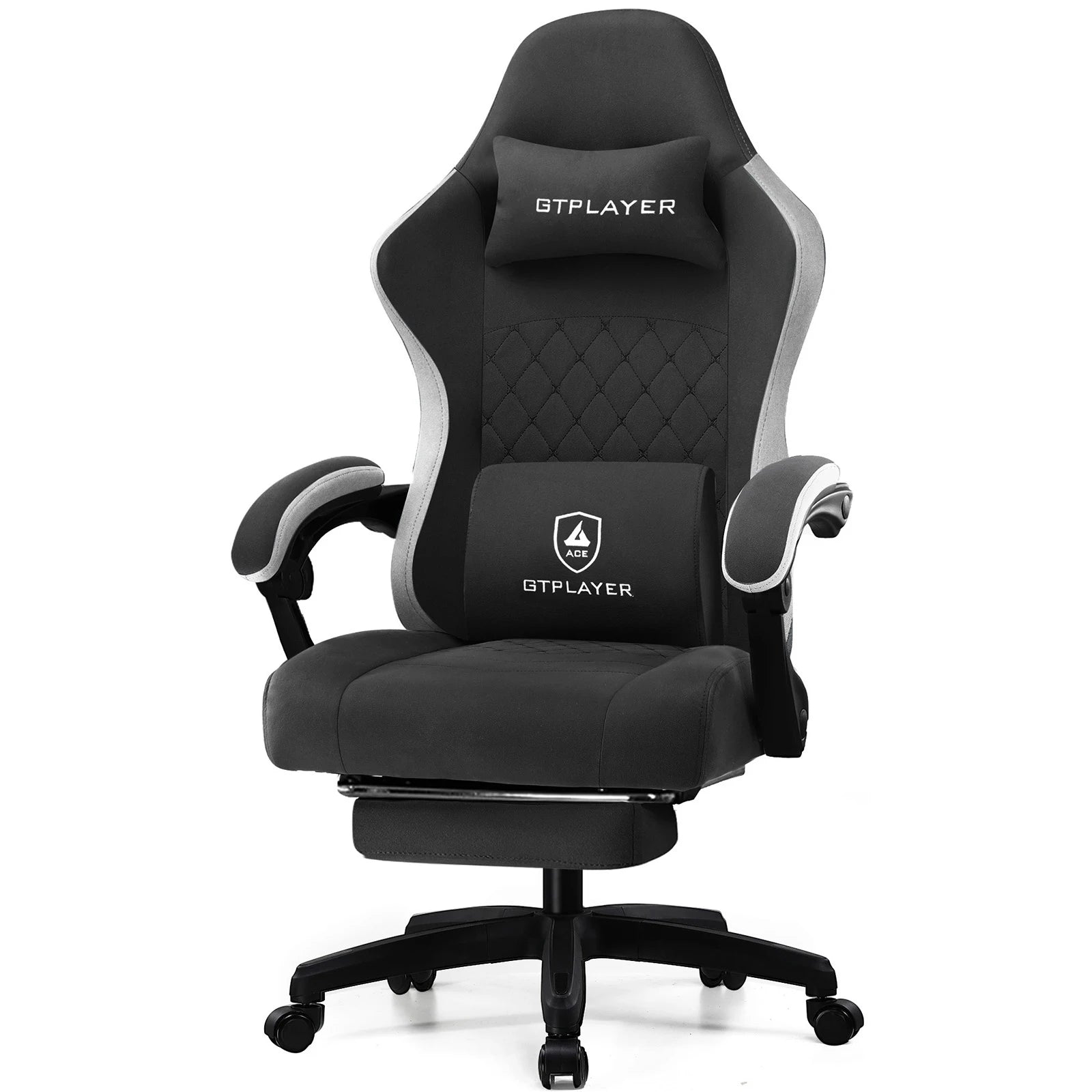 GTPLAYER Silla para juegos con cojín de resorte de bolsillo, reposabrazos y reposapiés de conexión, silla de oficina ergonómica con soporte lumbar