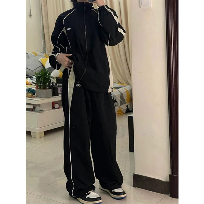 Pantalones Cargo Holgados para Mujer, Estilo Harajuku, Streetwear, Hip Hop, Pierna Ancha, Pantalones de Chándal Tipo Paracaídas, Techwear, Joggers, Oversized, Y2K