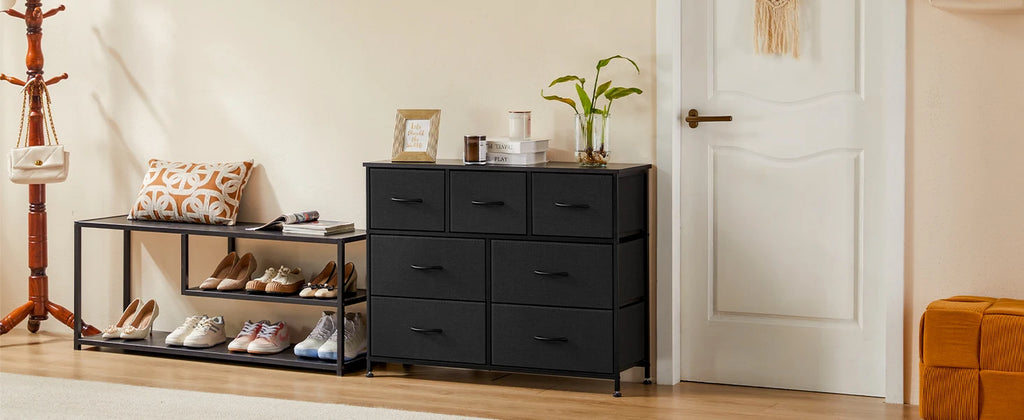 JHK Desser para dormitorio con 7 cajones de tela, organizador, armario de almacenamiento, pecho, ropa para sala de estar, vitrina de muebles