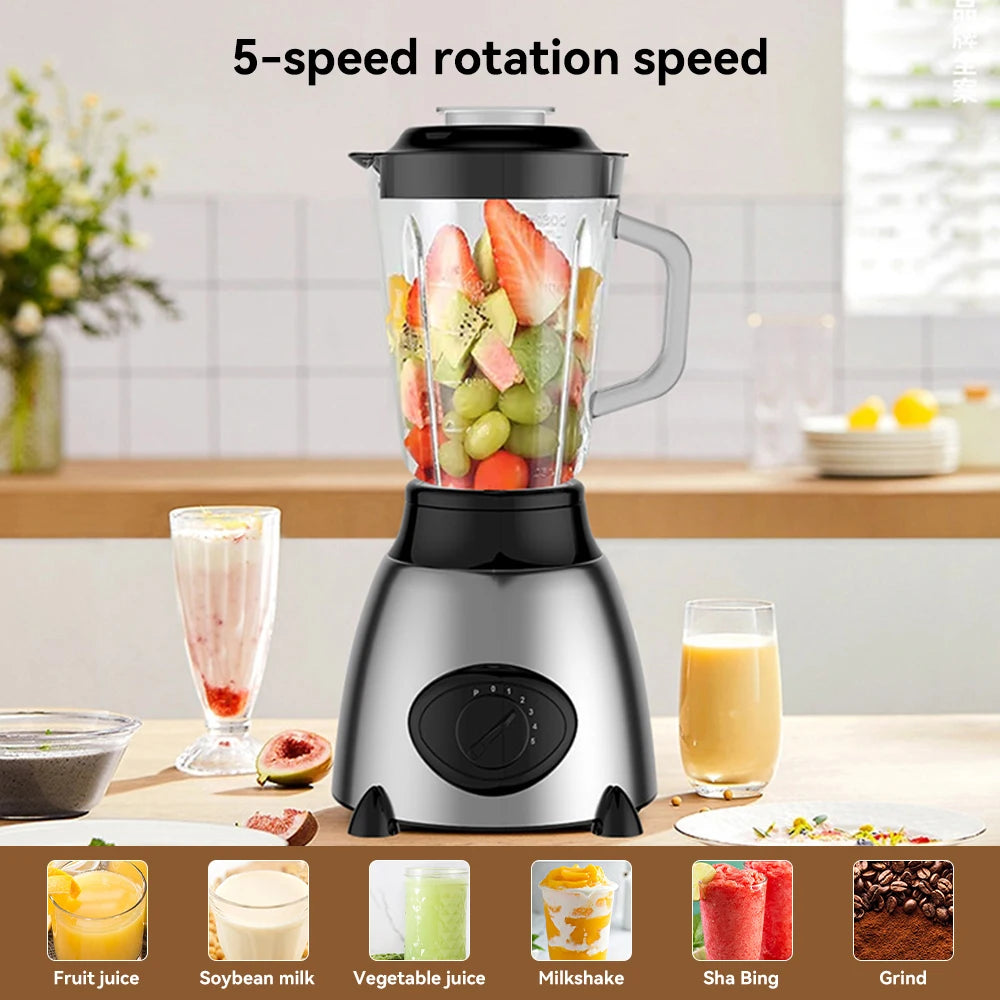 Licuadora de 1,5 l y 850W con cuchillas duales, trituradora de hielo multifuncional para pared, exprimidor de batidos para el hogar, cocina, bebidas y carnes