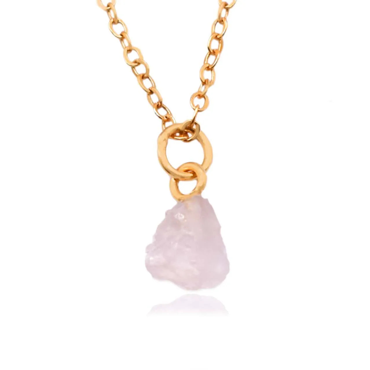 Emerald Pendant Necklace — Raw Drilled Gemstone Gold Loop Necklace for Women