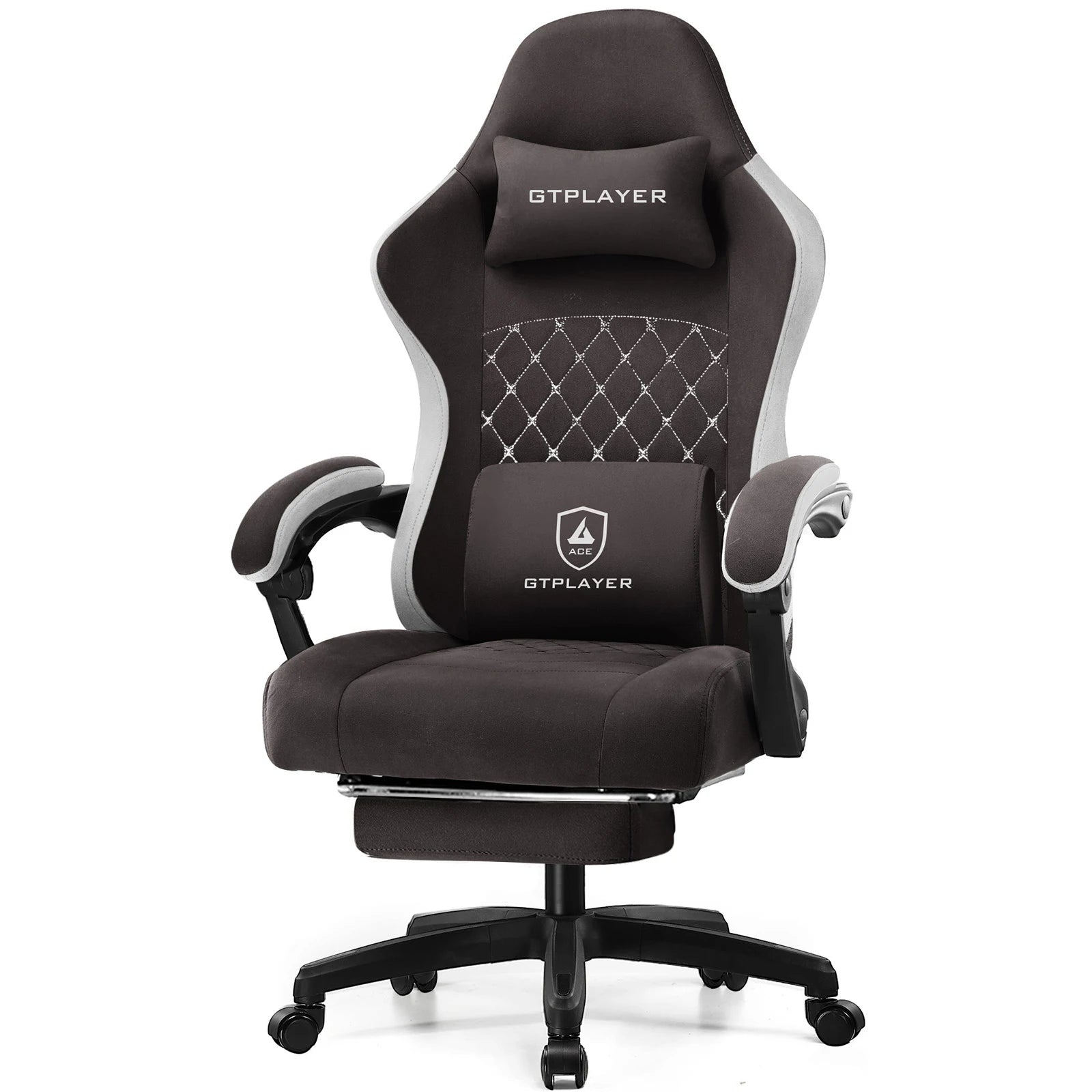 GTPLAYER Silla para juegos con cojín de resorte de bolsillo, reposabrazos y reposapiés de conexión, silla de oficina ergonómica con soporte lumbar