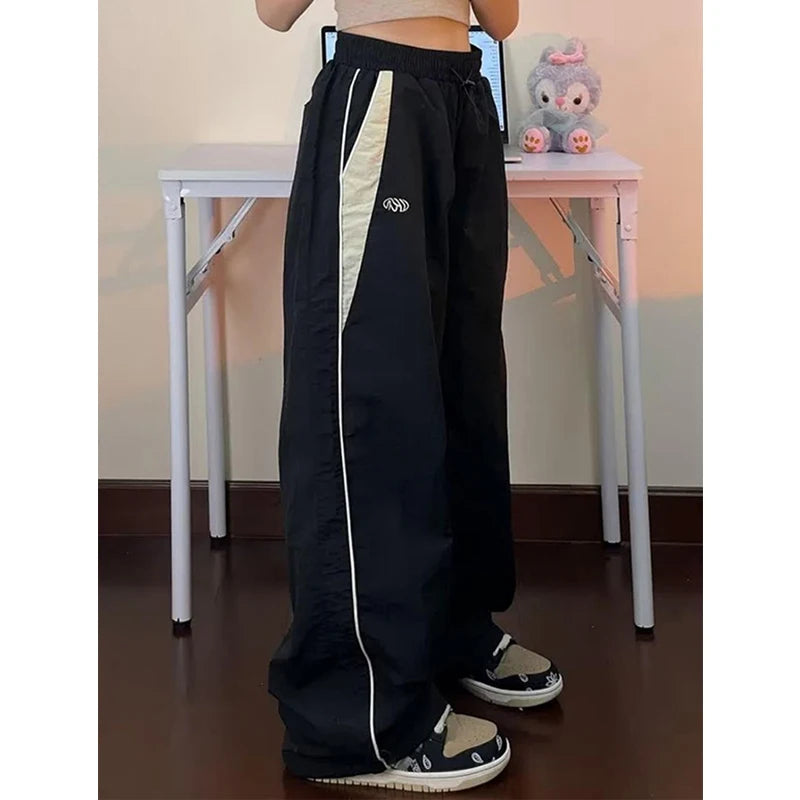 Pantalones Cargo Holgados para Mujer, Estilo Harajuku, Streetwear, Hip Hop, Pierna Ancha, Pantalones de Chándal Tipo Paracaídas, Techwear, Joggers, Oversized, Y2K