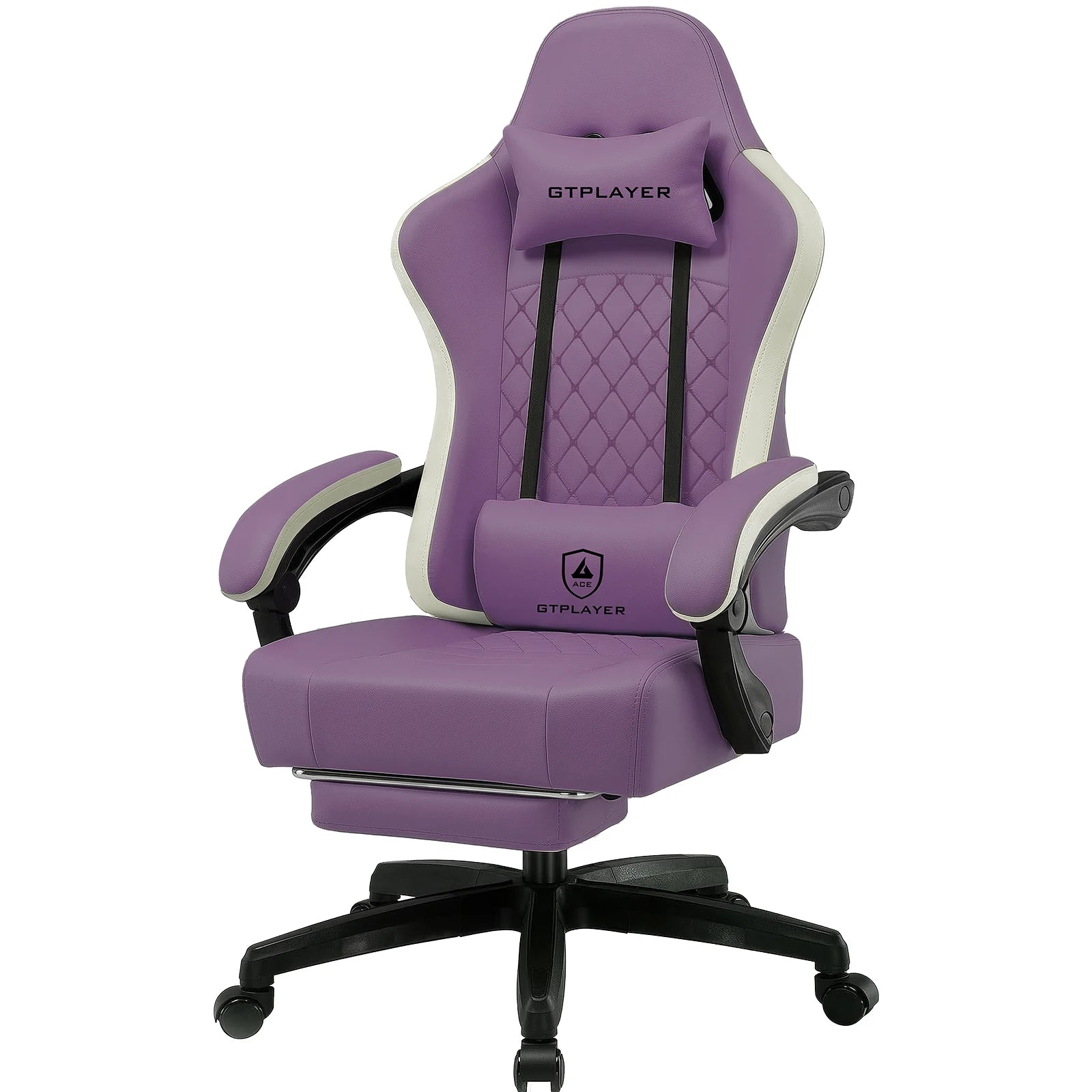 GTPLAYER-Silla de juegos de tela con reposapiés, silla de escritorio de computadora con cojín de resorte de bolsillo, silla ergonómica de oficina en casa