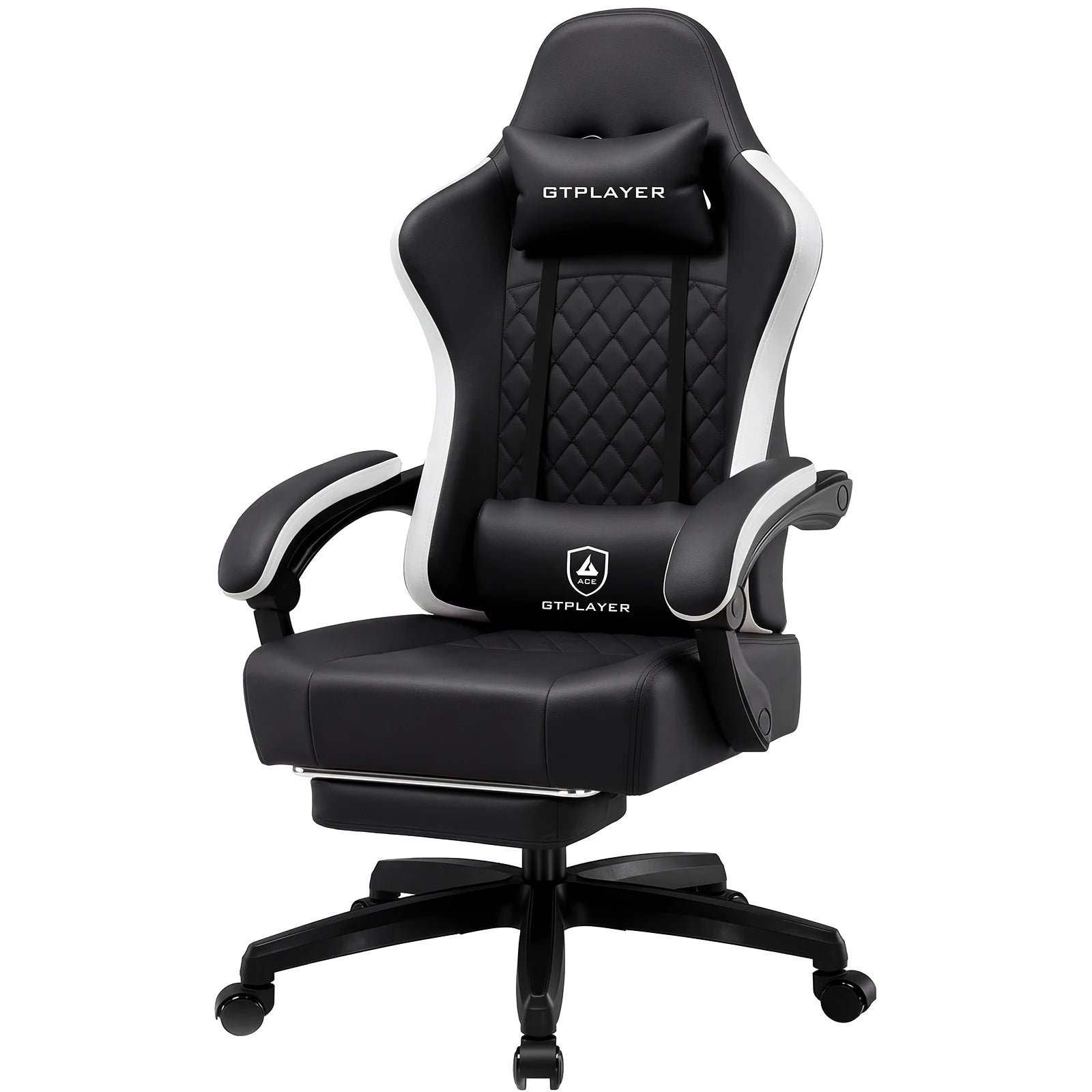 GTPLAYER-Silla de juegos de tela con reposapiés, silla de escritorio de computadora con cojín de resorte de bolsillo, silla ergonómica de oficina en casa