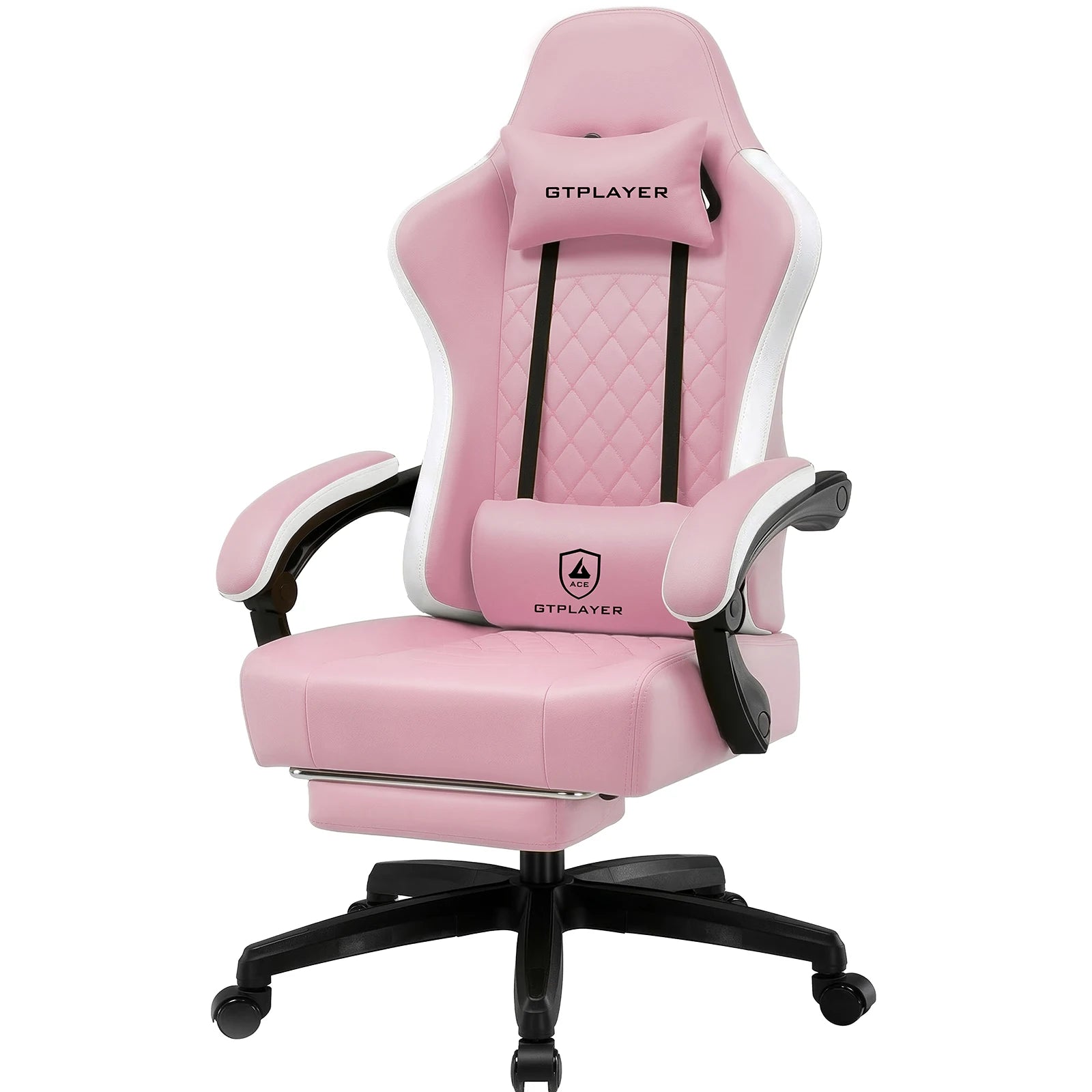 GTPLAYER-Silla de juegos de tela con reposapiés, silla de escritorio de computadora con cojín de resorte de bolsillo, silla ergonómica de oficina en casa