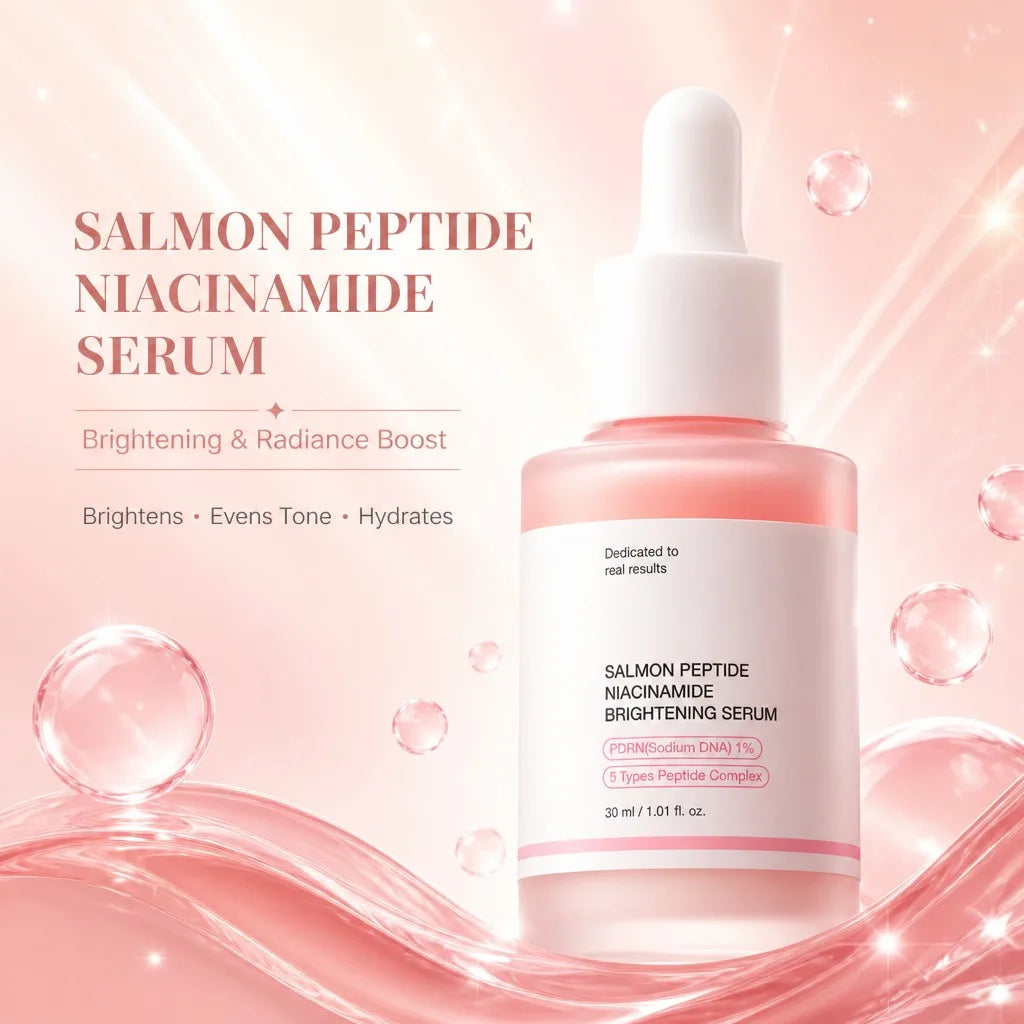 Suero de Péptidos Rosado para el Cuidado de Manchas Oscuras, Unifica el Tono de la Piel, Aumenta la Elasticidad, Suaviza y Reafirma, Esencia Iluminadora con Niacinamida, Maquillaje Coreano