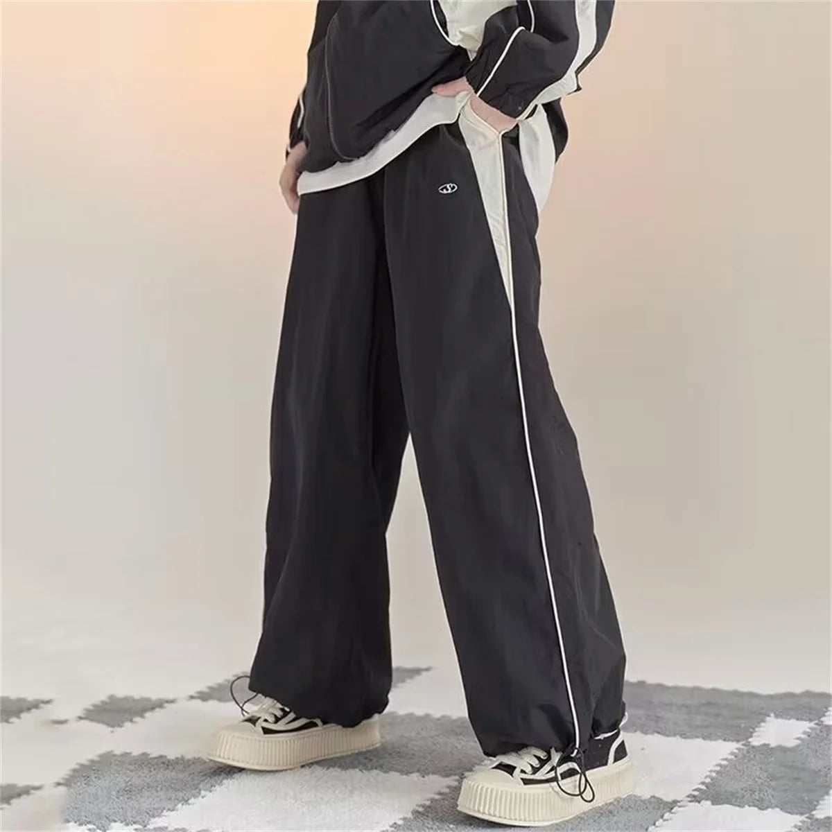 Pantalones Cargo Holgados para Mujer, Estilo Harajuku, Streetwear, Hip Hop, Pierna Ancha, Pantalones de Chándal Tipo Paracaídas, Techwear, Joggers, Oversized, Y2K