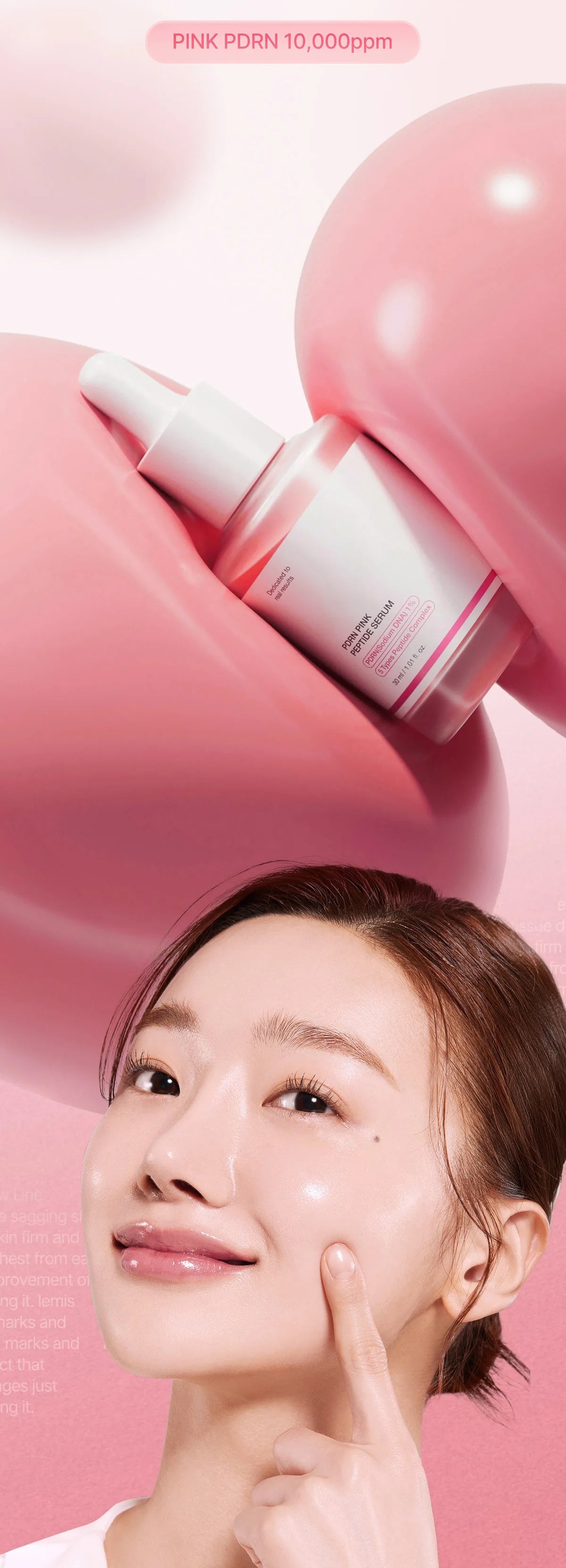 Suero de Péptidos Rosado para el Cuidado de Manchas Oscuras, Unifica el Tono de la Piel, Aumenta la Elasticidad, Suaviza y Reafirma, Esencia Iluminadora con Niacinamida, Maquillaje Coreano