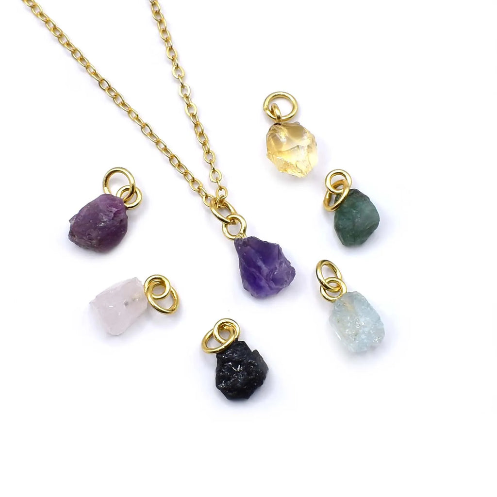 Natural Aquamarine Pendant Necklace Gold Plated Drilled Birthstone Necklace Minimalist Boho Jewelry Elegant Gift for Women