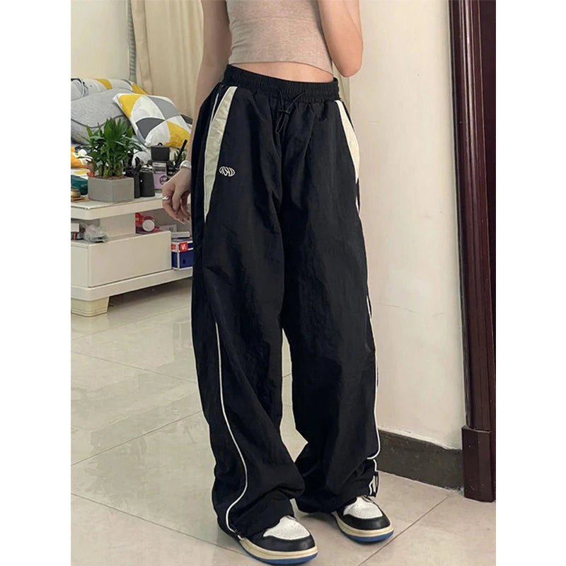 Pantalones Cargo Holgados para Mujer, Estilo Harajuku, Streetwear, Hip Hop, Pierna Ancha, Pantalones de Chándal Tipo Paracaídas, Techwear, Joggers, Oversized, Y2K