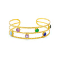 Multicolor Jade 18K Gold Plated Adjustable Cuff Bracelet | Handmade Brass Jewelry Women | Wedding Statement