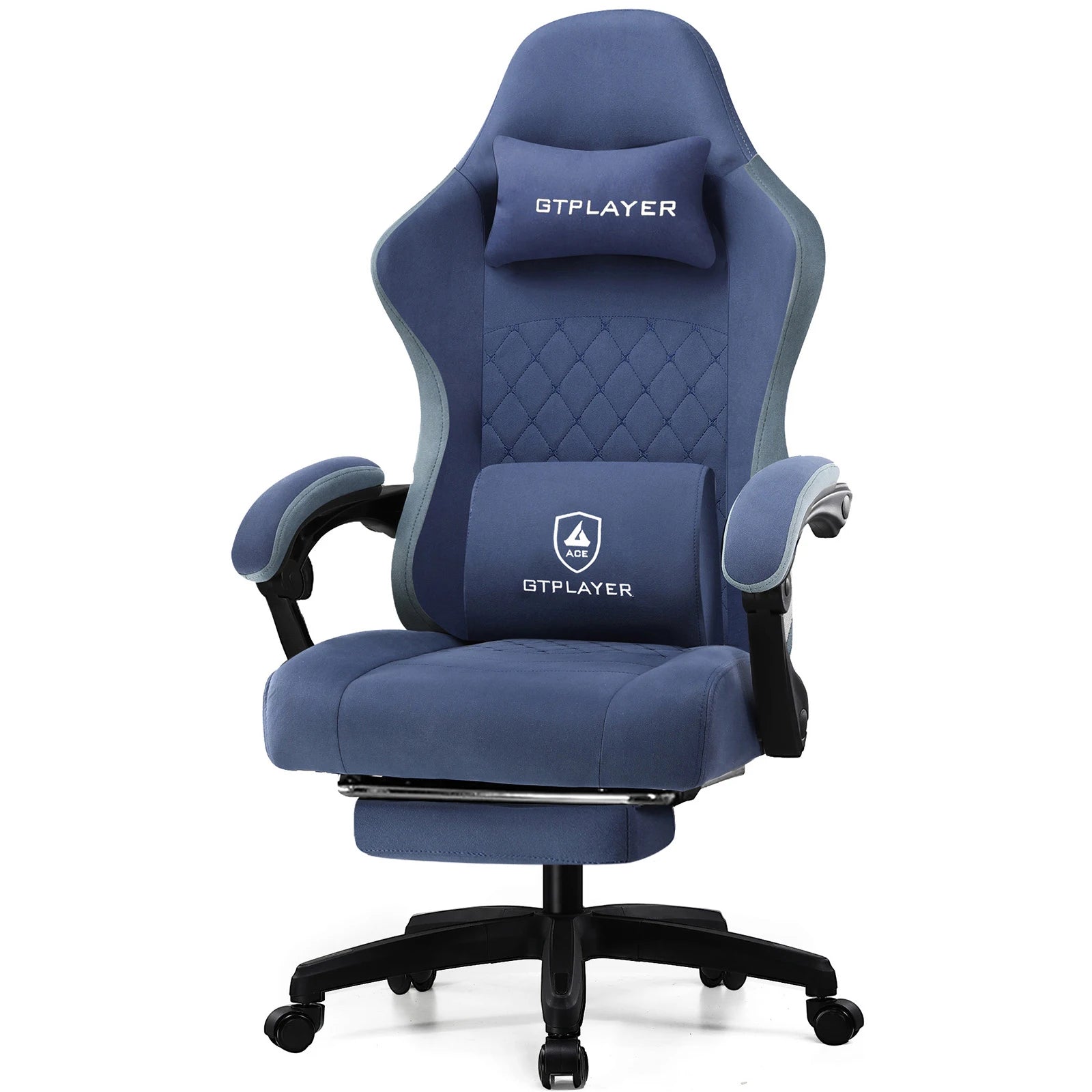 GTPLAYER Silla para juegos con cojín de resorte de bolsillo, reposabrazos y reposapiés de conexión, silla de oficina ergonómica con soporte lumbar