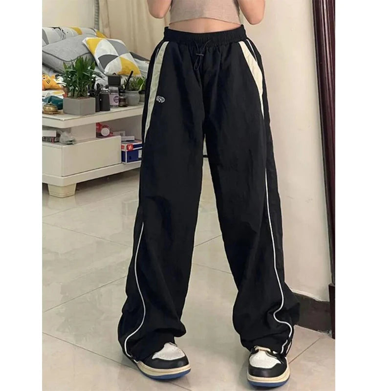 Pantalones Cargo Holgados para Mujer, Estilo Harajuku, Streetwear, Hip Hop, Pierna Ancha, Pantalones de Chándal Tipo Paracaídas, Techwear, Joggers, Oversized, Y2K