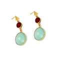 Handcrafted 18K Gold Plated Brass Carnelian Blue Chalcedony Drop Earrings | Trendy Women's Wedding Jewelry | DUA Brand Jaipur
