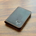 Cartera delgada de cuero genuino para hombre, Tarjetero con múltiples ranuras, para dinero en efectivo, 100%