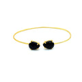 DUA 18K Gold Plated Brass Cuff Bracelet — Black Onyx Pear Gemstone Bangle for Women