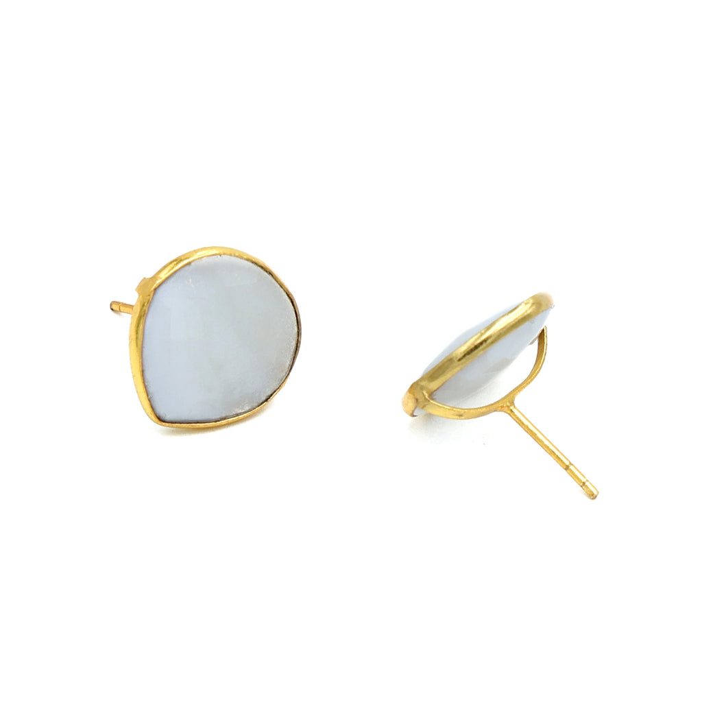 Dua Handmade Lace Agate Heart Drop Earrings — 18K Gold Plated Brass Women's Jewelry