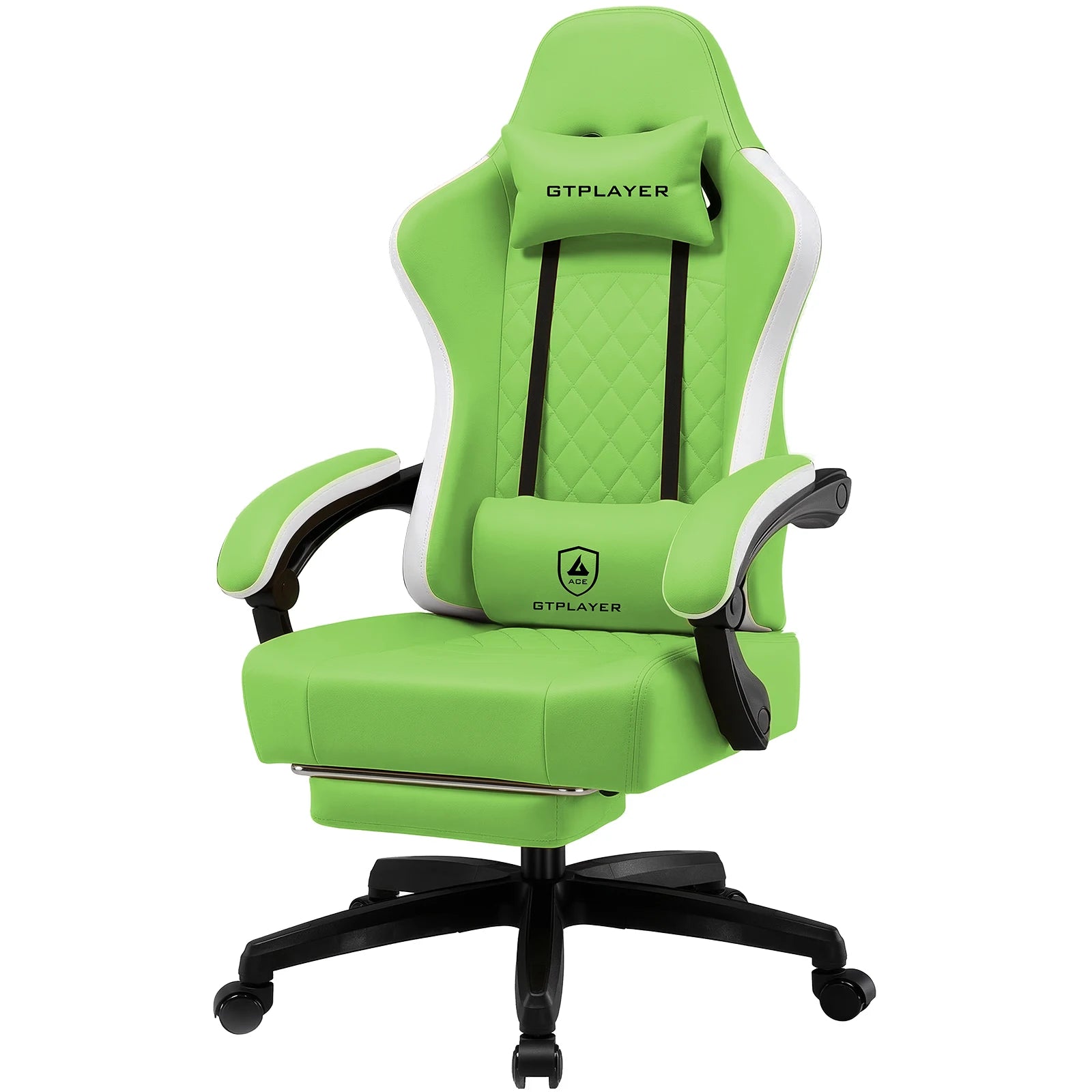 GTPLAYER-Silla de juegos de tela con reposapiés, silla de escritorio de computadora con cojín de resorte de bolsillo, silla ergonómica de oficina en casa