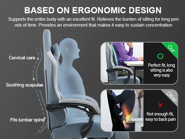 GTPLAYER Silla para juegos con cojín de resorte de bolsillo, reposabrazos y reposapiés de conexión, silla de oficina ergonómica con soporte lumbar