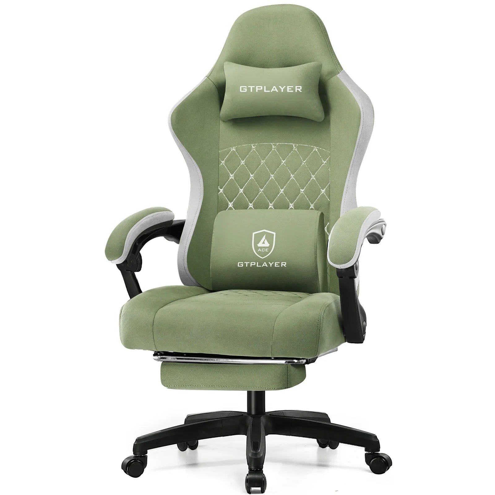 GTPLAYER Silla para juegos con cojín de resorte de bolsillo, reposabrazos y reposapiés de conexión, silla de oficina ergonómica con soporte lumbar