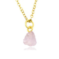 Emerald Pendant Necklace — Raw Drilled Gemstone Gold Loop Necklace for Women