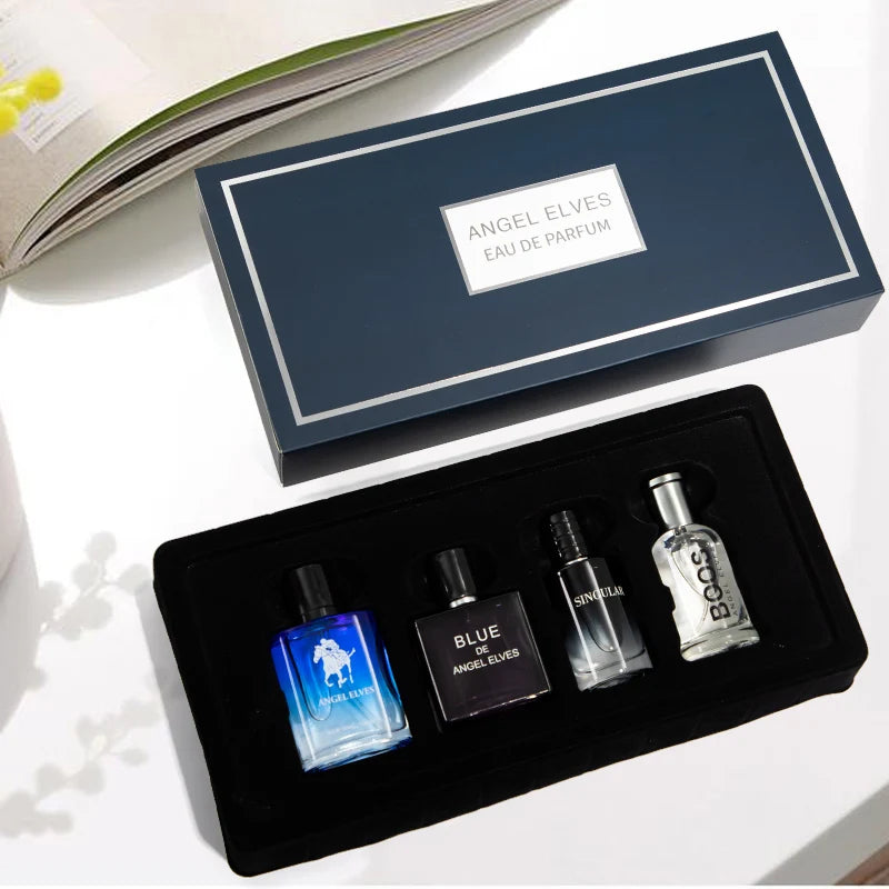 Set de Regalo de 4 Piezas de Colonia de Lujo para Hombre - 4 Botellas de 30ml de Perfume con Feromonas con Aroma a Vainilla y Colonia Premium para Hombre - Larga Duración