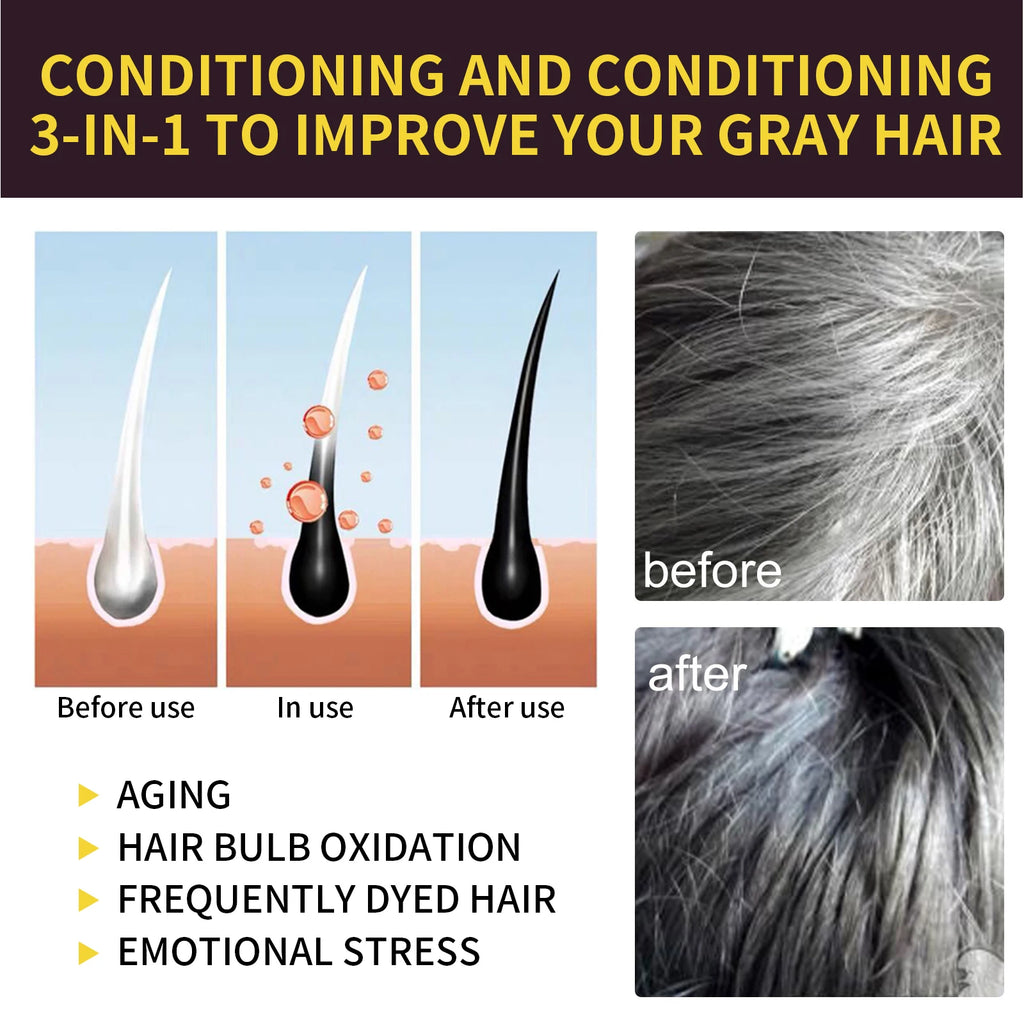 Champú para el cabello negro Eelhoe de 500ml, reparación de cabello seco y dañado, limpieza, nutre Polygonum Multiflorum Thunb, tinte para el cabello rápido a base de hierbas naturales