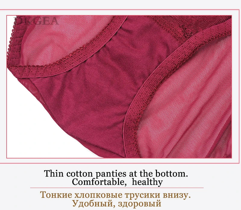 Sujetador de realce con escote en V profundo para mujer, conjunto de ropa interior Sexy, Copa gruesa de encaje, lencería cómoda de marca de alta calidad