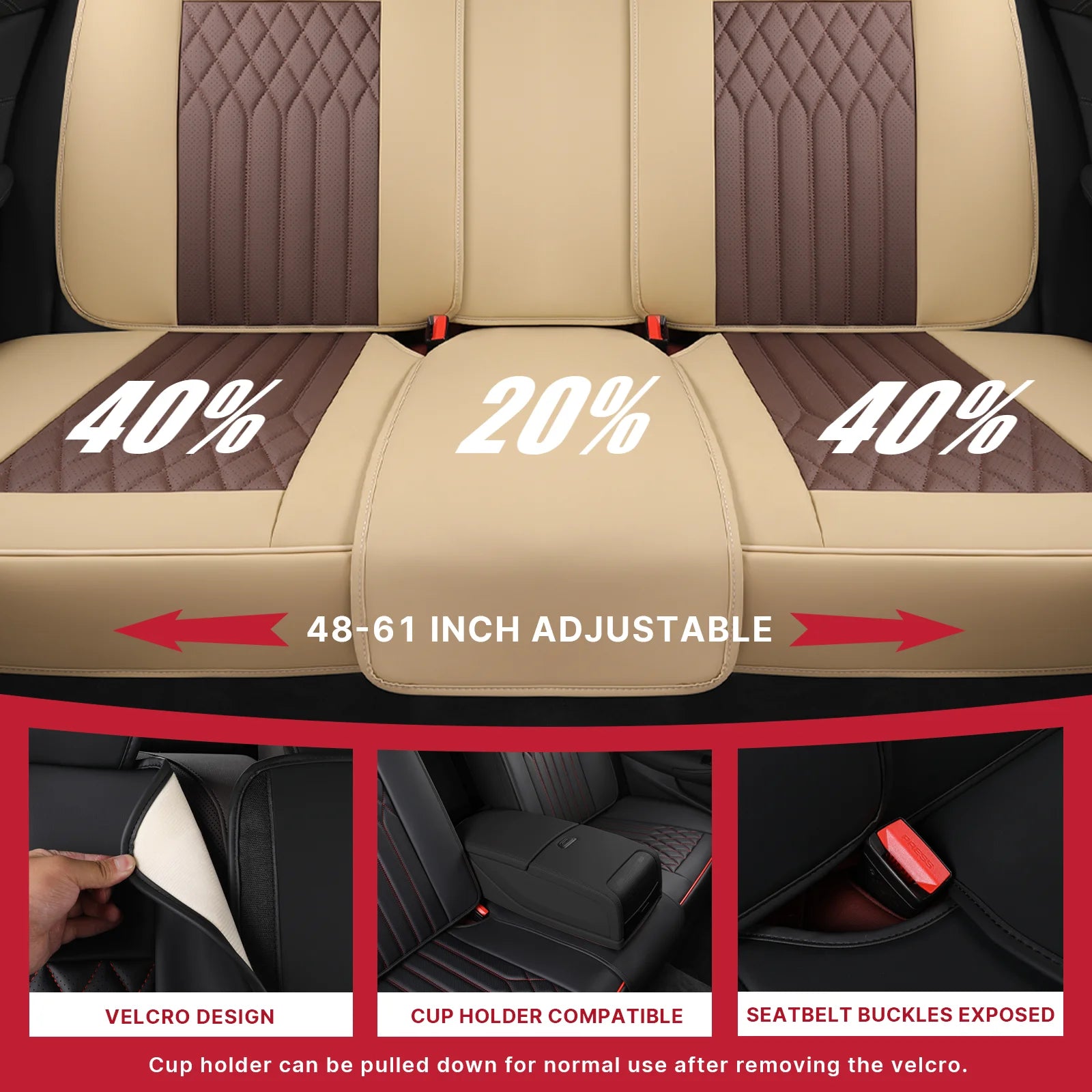 Xiangta Full Set 3D Car Seat Covers Universal Fit for Most Cars Breathable Nappa Leather Car Seat Cushion with Storage Bags