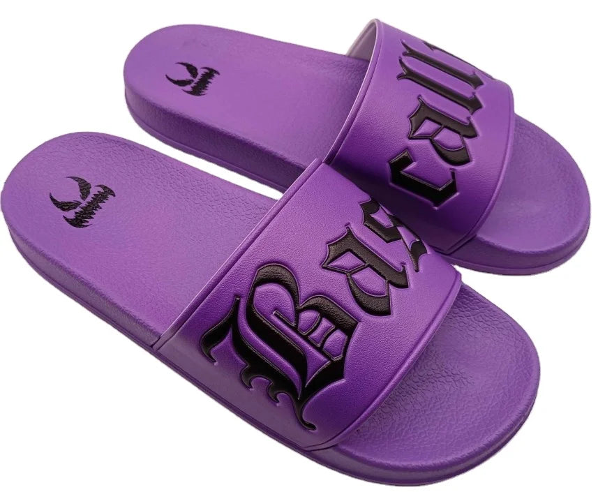 OEM Customized Logo Embossed Purple Slides Sandals Anti-Slippery Outdoor Slippers with Fashion Trend for Spring