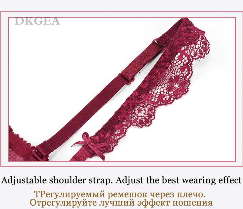 Sujetador de realce con escote en V profundo para mujer, conjunto de ropa interior Sexy, Copa gruesa de encaje, lencería cómoda de marca de alta calidad