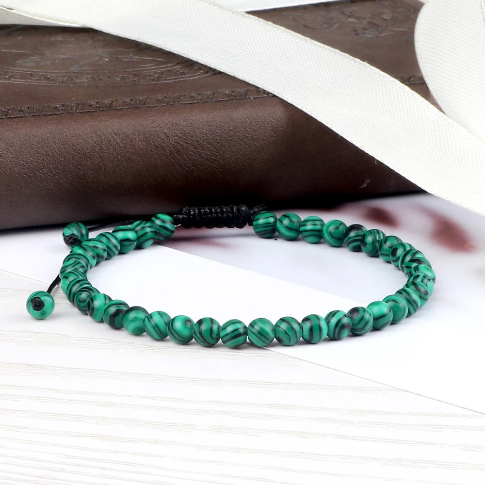 Pulsera ajustable de cuentas de Chakra de 4mm, Mini ágatas de piedra Natural, pulseras y brazaletes con cuentas de ojo de tigre de Lava, joyería de regalo para hombres y mujeres
